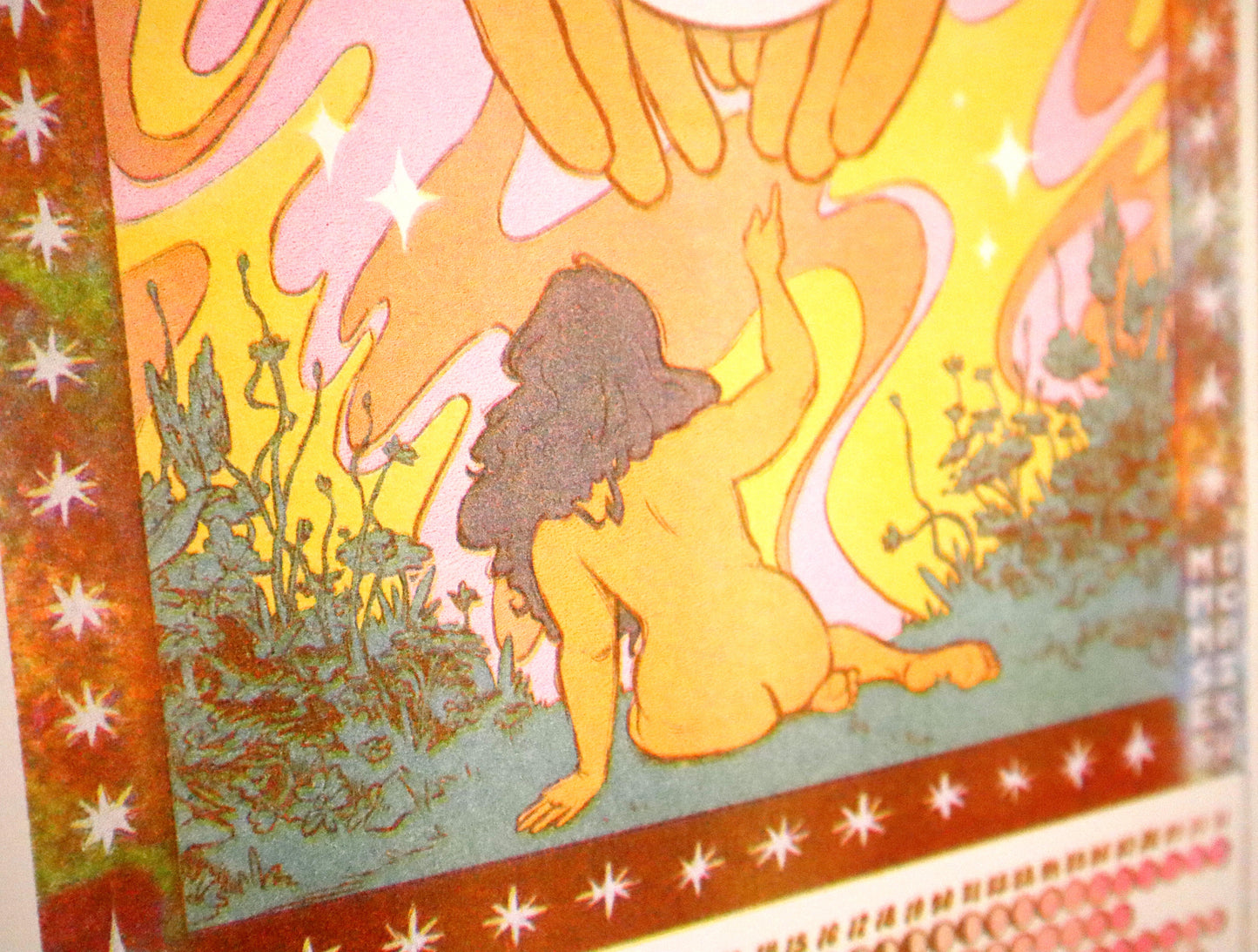 2024 Moon Calendar Risograph Print (Blue, Pink, and Yellow on 11 x 17)