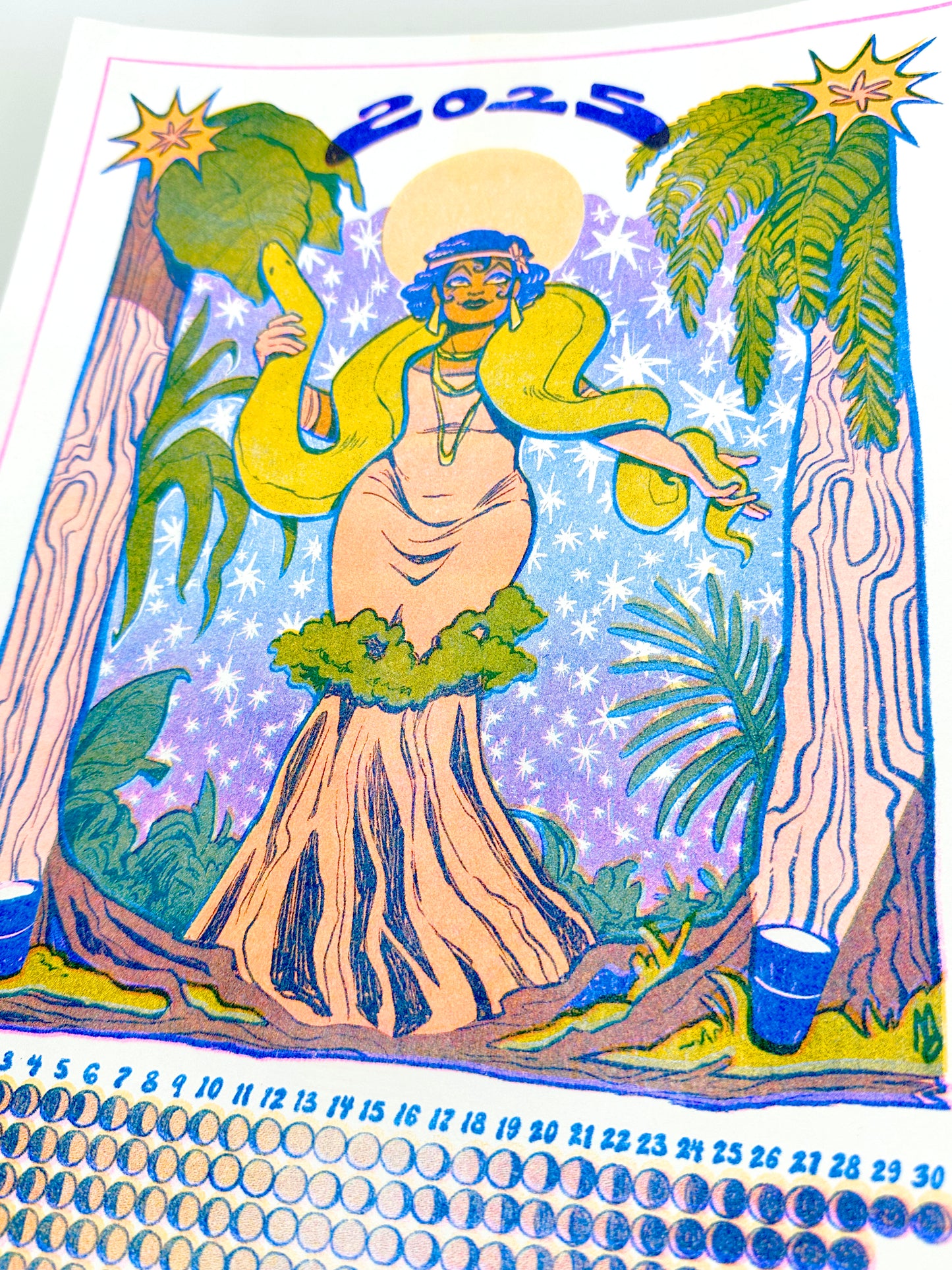 2025 Moon Calendar // Risograph Print