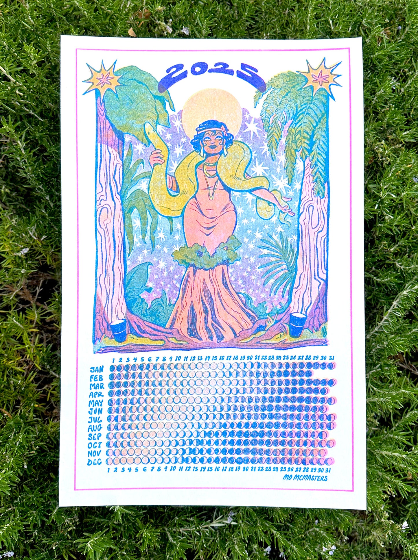 2025 Moon Calendar // Risograph Print