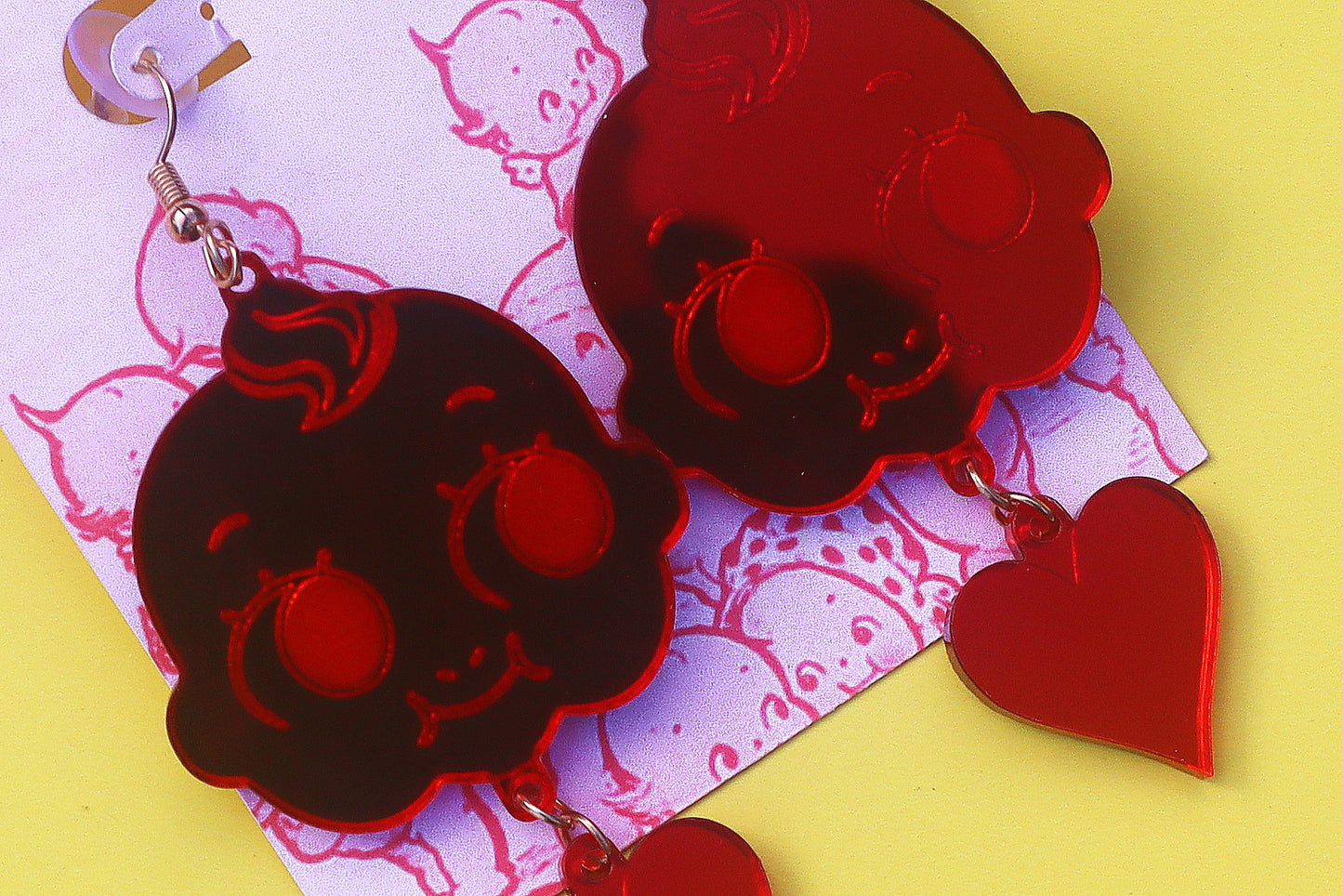 Kewpie Cutie Red Acrylic Earrings