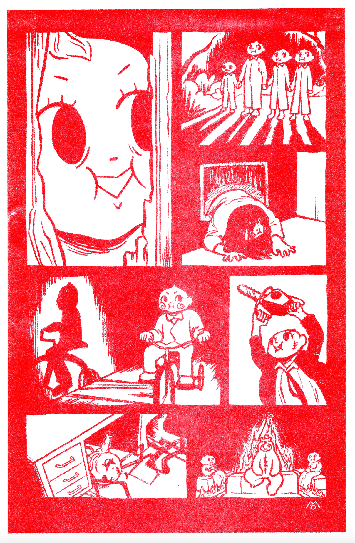 Red Horror Kewpie Comic // Risograph Print