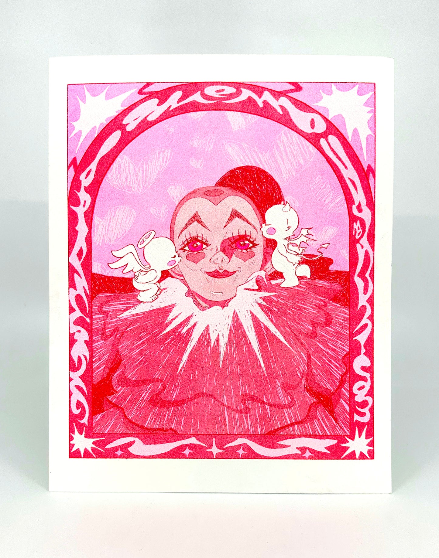 Clown Kiss Risograph Print