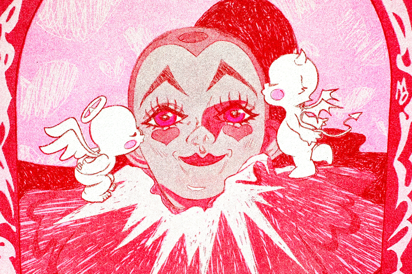 Clown Kiss Risograph Print