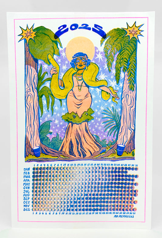 2025 Moon Calendar // Risograph Print