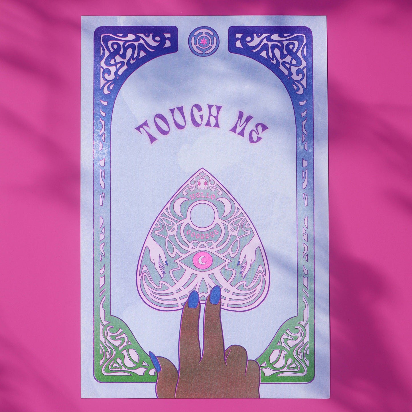 Touch Me Risograph Print (Blue and Pink on 11x17)