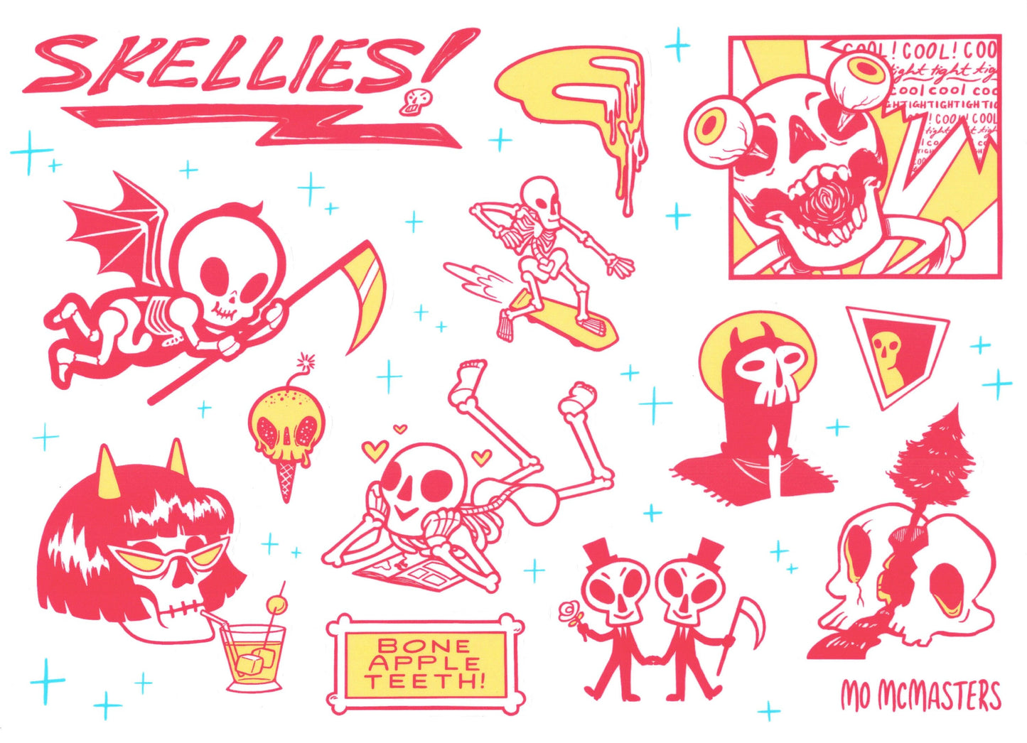 8"x11" SKELLIES! Skeleton Sticker Sheet